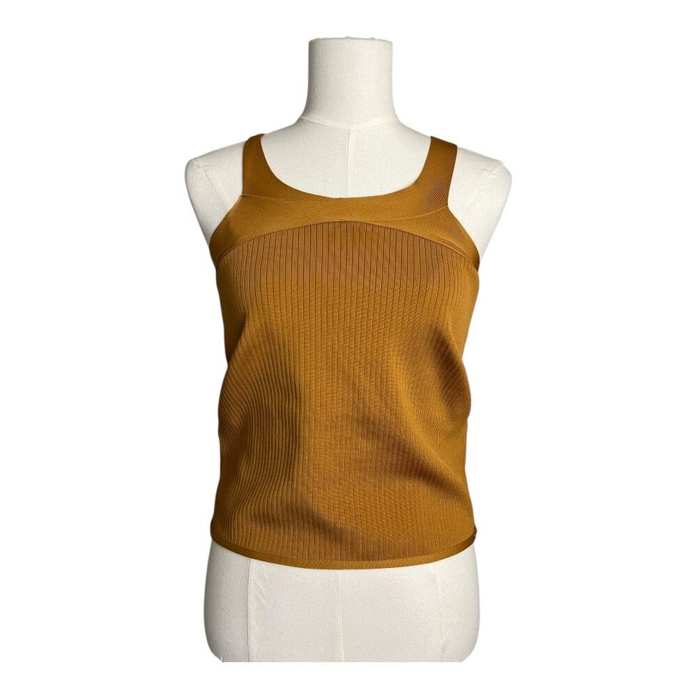 Lulu's Gold Ribbed Halter Neck Blouse Top Shirt Stretchy Small Career or Casual